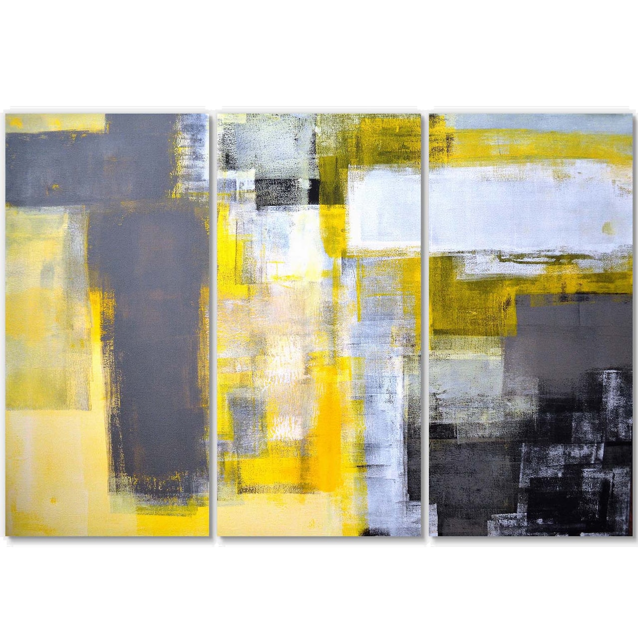 Designart - Grey and Yellow Blur Abstract - Abstract Canvas Art Print